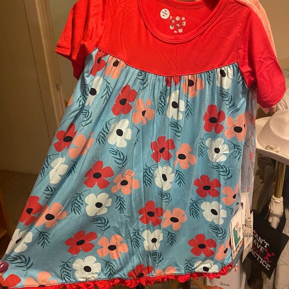 Kickee Pants Other - Kickee Pants Short Sleeve Swing Dress Glacier Wildflowers Girls